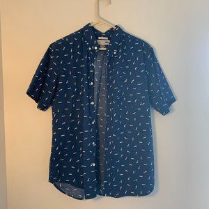 Old Navy Slim Fit "Classic Shirt" Blue Sharks LG